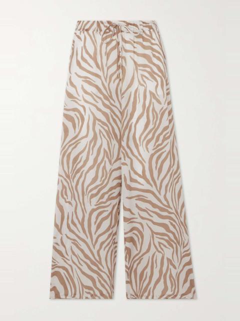 Max Mara Flavia zebra-print silk-crepe wide-leg pants