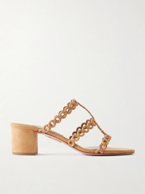 AQUAZZURA Infinity Chain Perforated Suede Mules