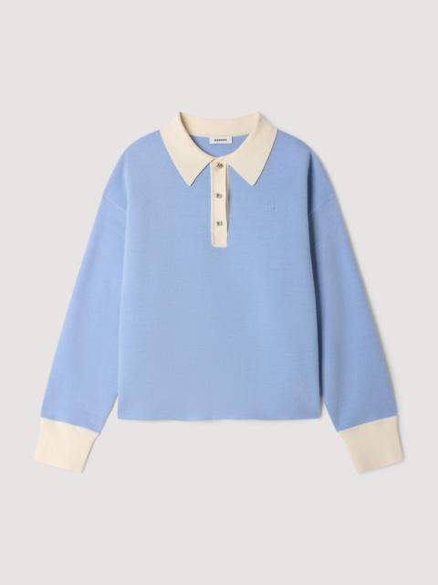 Sandro TWO-TONE WOOL POLO SWEATER