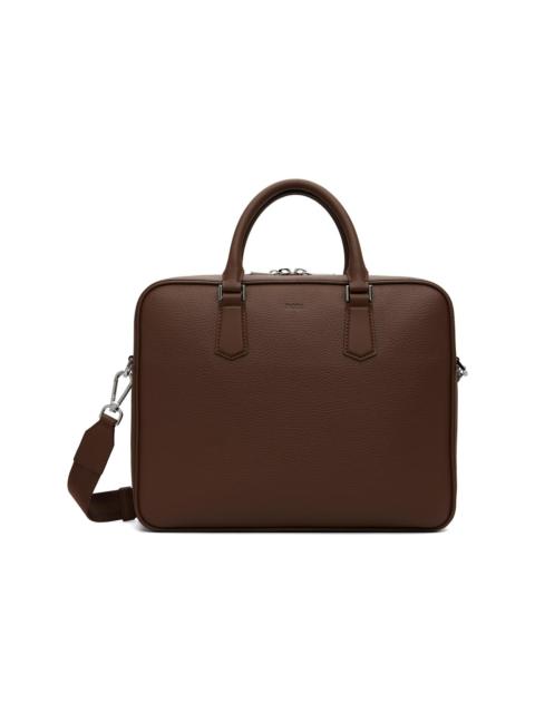 BOSS Brown Grained Leather Briefcase