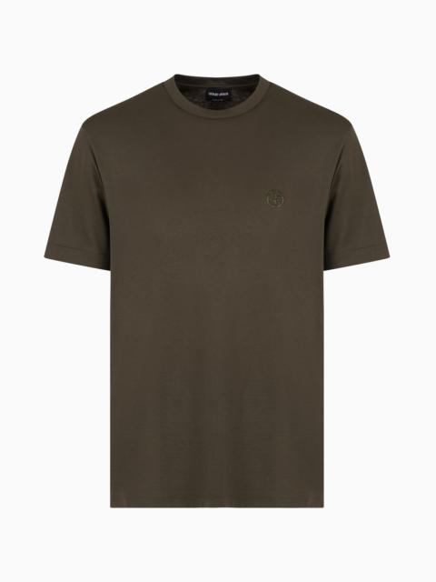 Cotton-interlock T-shirt with embroidered logo