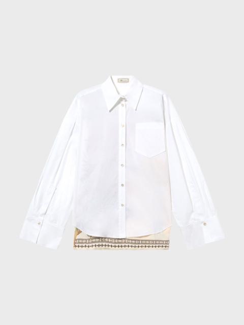 Blumarine OVERSIZED POPLIN SHIRT WITH PRINT ON THE BACK