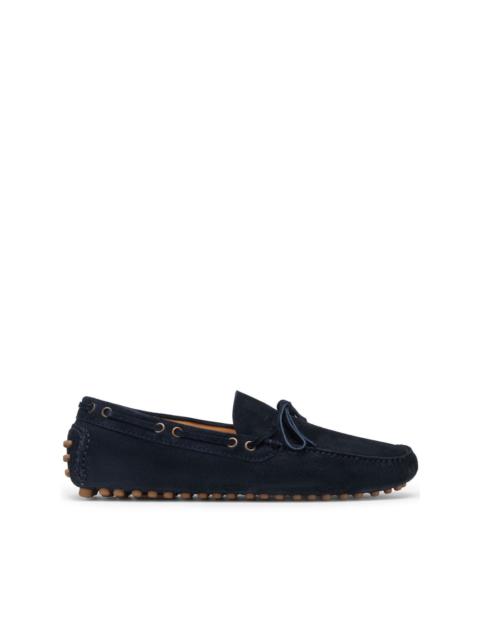 lace-detailed suede loafers