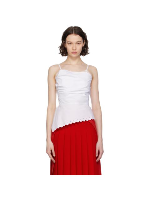 pushBUTTON White Draped Camisole