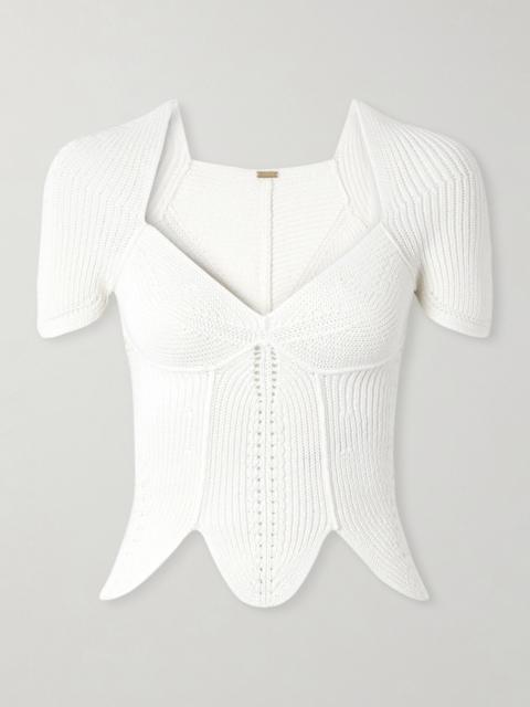 Cult Gaia Eliza crocheted cotton top White