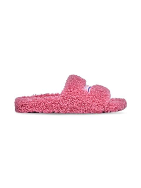 Women's Furry Slide Sandal in Light Pink