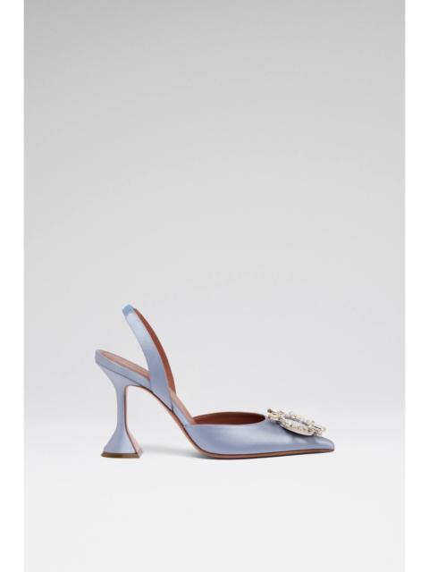 Amina Muaddi BEGUM SLING 95 LAVENDER GREY SATIN