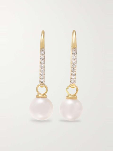 14-karat gold, pearl and diamond earrings