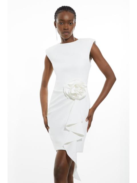 KAREN MILLEN Scuba Rosette Detail Woven Mini Dress