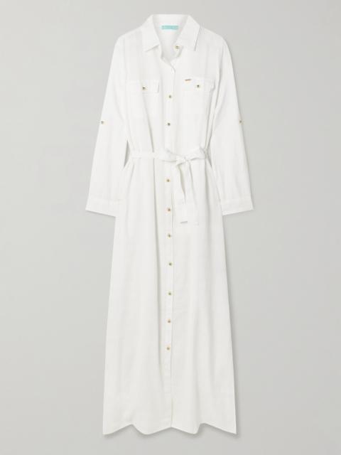 MELISSA ODABASH Darcy Belted Cotton And Linen-blend Maxi Shirt Dress