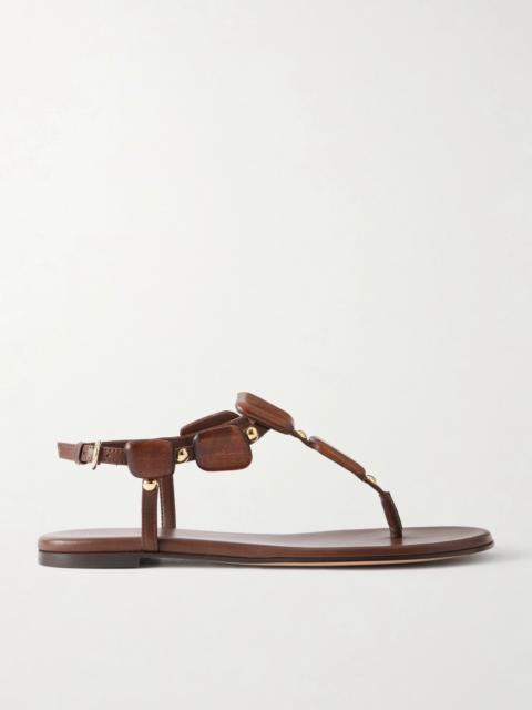 Gianvito Rossi Embellished Leather Flat Sandals