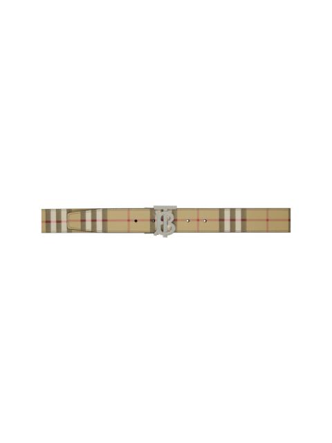 Burberry Beige & Black Check & Leather Reversible 'TB' Belt
