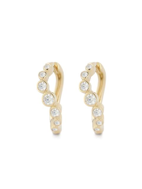 MATEO 14k yellow diamond bezel wave earrings