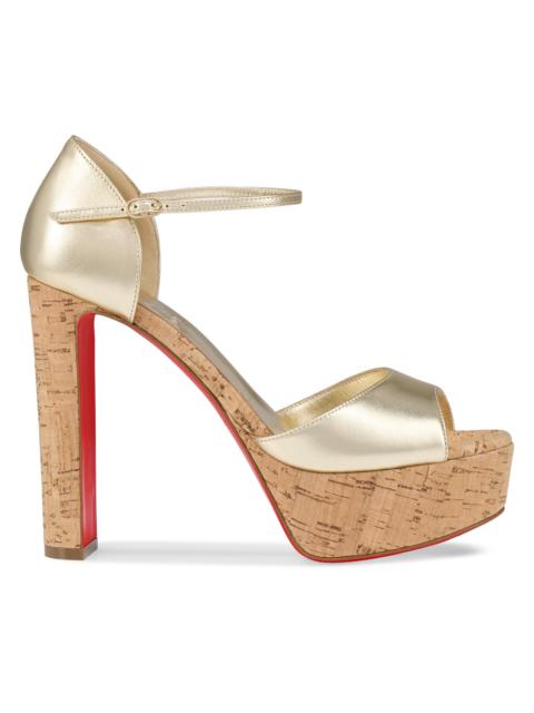 Christian Louboutin Women's Sandaloo 130MM Leather Heels - Platine