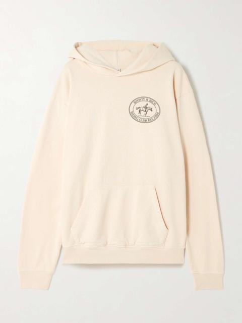 Sporty & Rich Riding Club printed cotton-jersey hoodie Cream