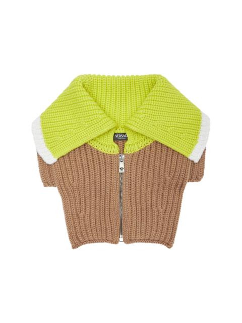 virgin-wool zip-fastened knit collar