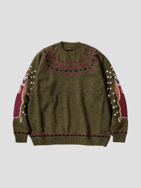 Kapital 5G WOOL ELBOW VIRGIN MARY NORDIC SWEATER