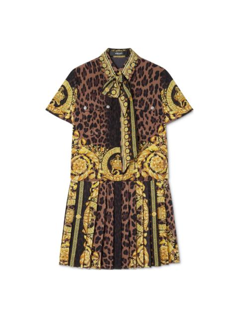 Wild Barocco-print Lavallière mini dress