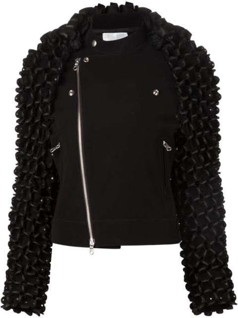 Noir Kei Ninomiya textured sleeves biker jacket