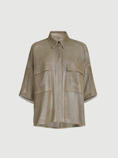 Brunello Cucinelli Sparkling leather net shirt