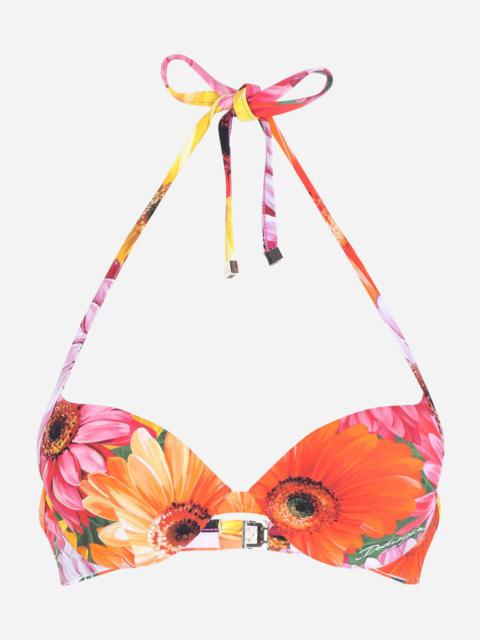 Dolce & Gabbana Push-up bikini top with gerbera-daisy print
