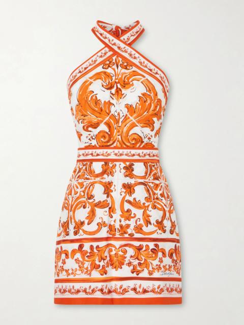 Dolce & Gabbana Printed Cotton-poplin Mini Dress