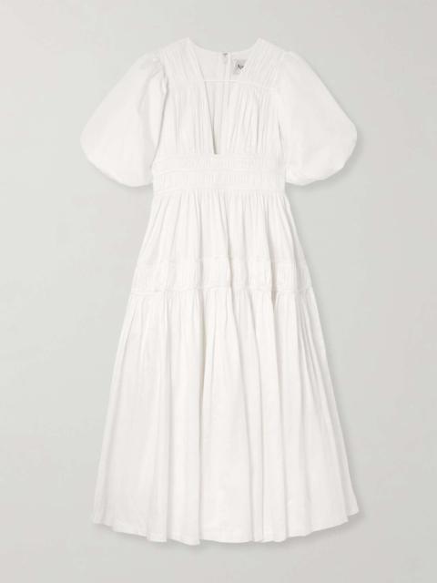 Aje. Fallingwater tiered gathered cotton-poplin midi dress