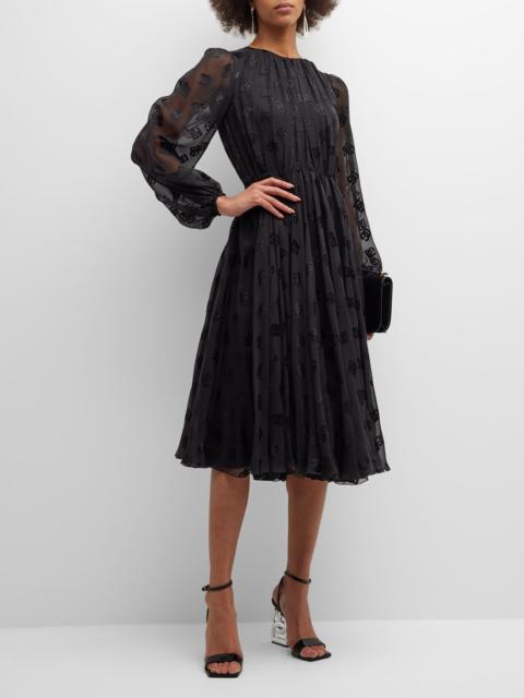 Dolce & Gabbana Sheer Midi Dress with Logo Details