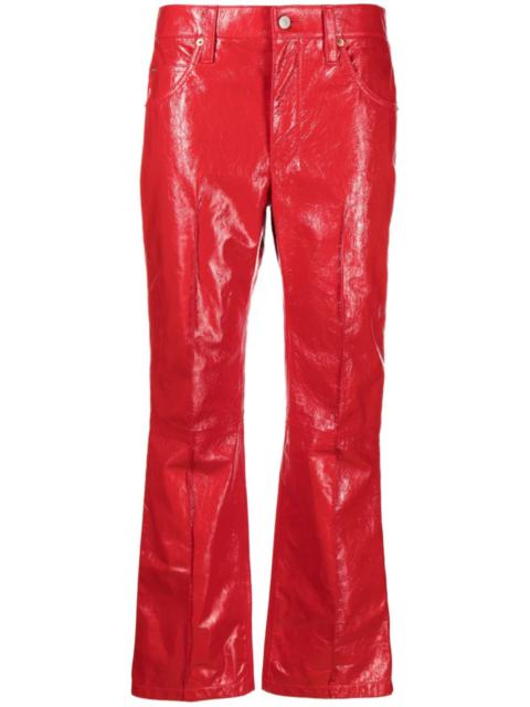 Red Bootcut Leather Trousers