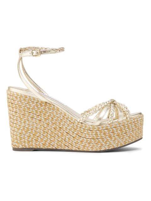 JIMMY CHOO Women's Dree 100MM Metallic Leather Wedge Espadrilles - Soft Gold Mix