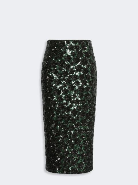 Max Mara FINITO Sequinned and embroidered tulle pencil skirt - GREEN