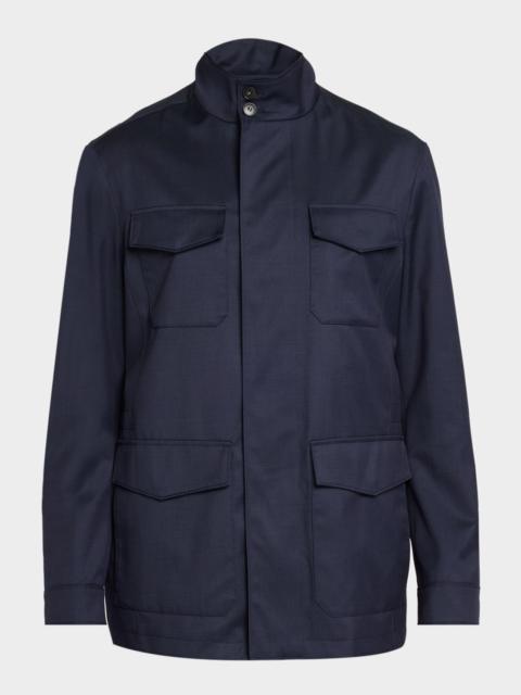 Canali Men's Flap Pocket Full-Zip Field Jacket