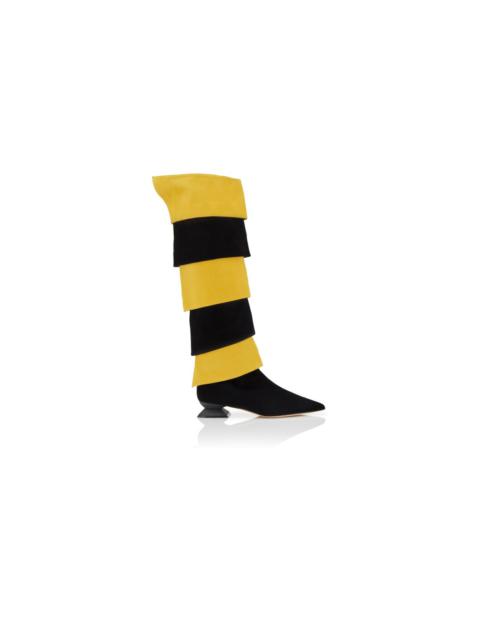 Black and Yellow Suede Boots