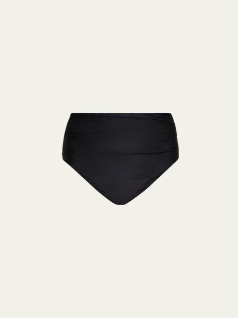 SIMKHAI Teya High-Waist Ruched Bikini Bottoms