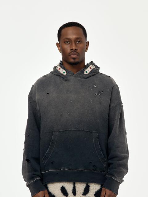 Kapital SWT KNIT THRILLER DAMAGED HOODIE (STUDS) (BLACK)