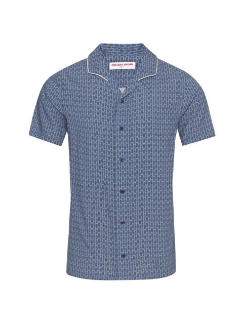 ORLEBAR BROWN Men's Hibbert Perez Abstract Camp Shirt - Springfield Blue