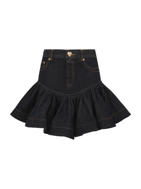 Zimmermann CRUSH DENIM FRILL MINI SKIRT