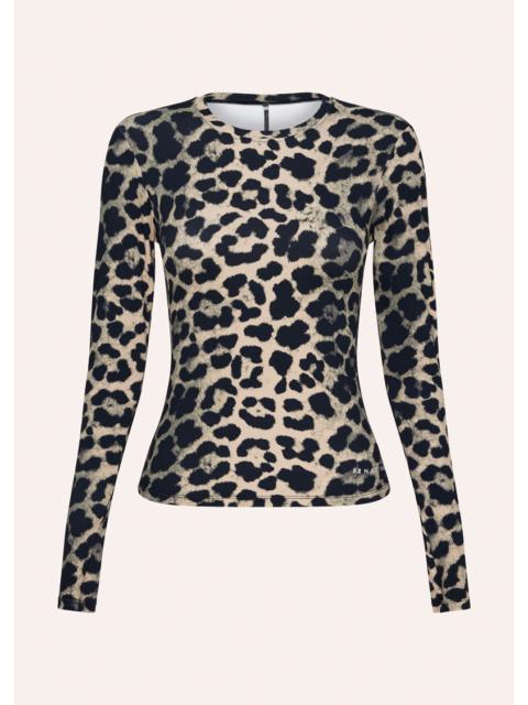 P.E NATION FOUNDATION LONG SLEEVE TOP IN LEOPARD