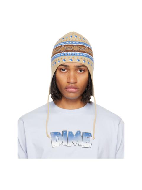 Dime Beige & Blue Alpine Beanie