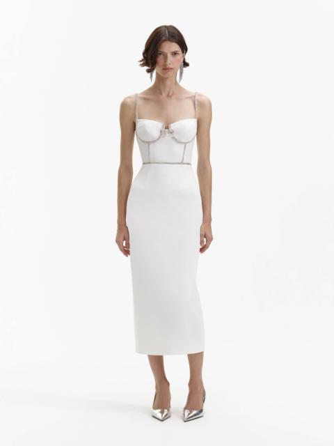 White Bonded Crepe Midi Dress