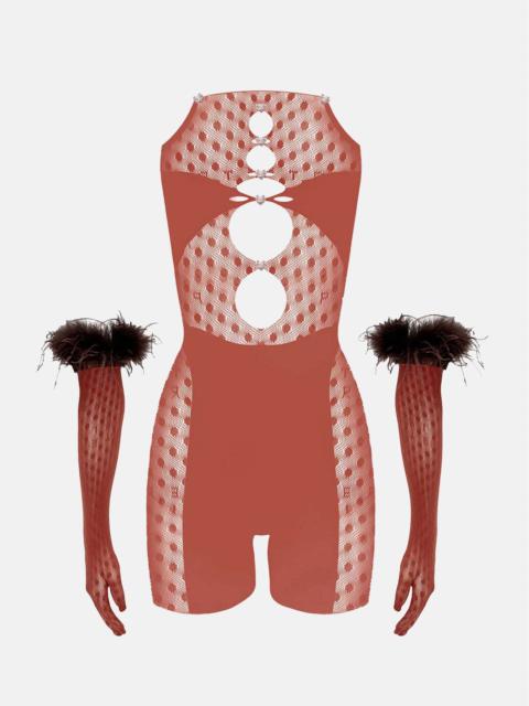 POSTER GIRL JETTA JUMPSUIT X GWENEVERE GLOVES SET BURNT HENNA