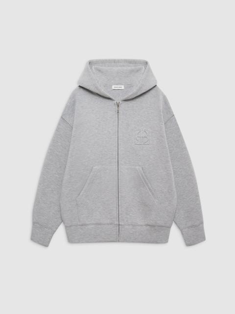 ANINE BING Bond Zip Up Hoodie Framed Monogram - Heather Grey