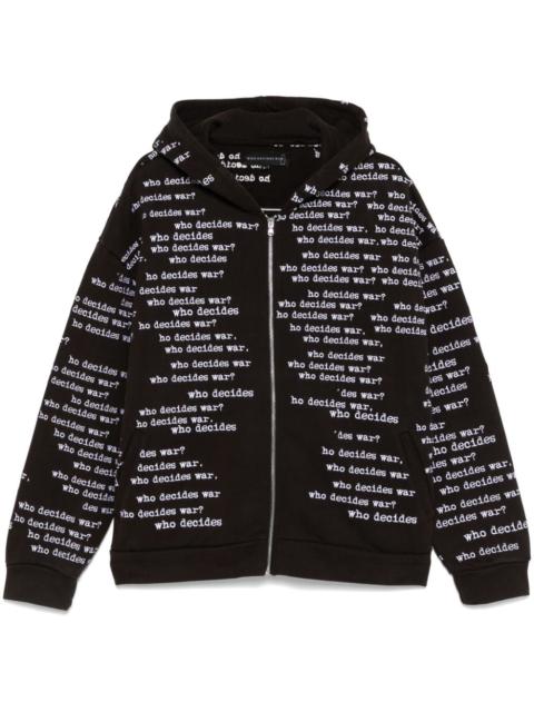 WHO DECIDES WAR Scripture zip-up hoodie
