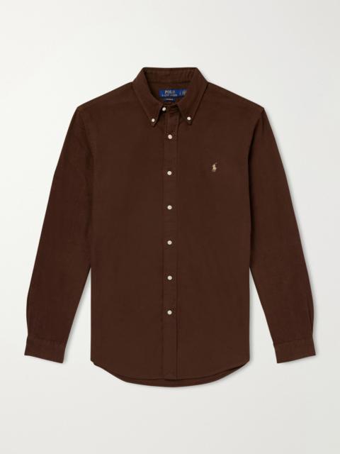 Polo Ralph Lauren Button-Down Collar Logo-Embroidered Cotton-Flannel Shirt
