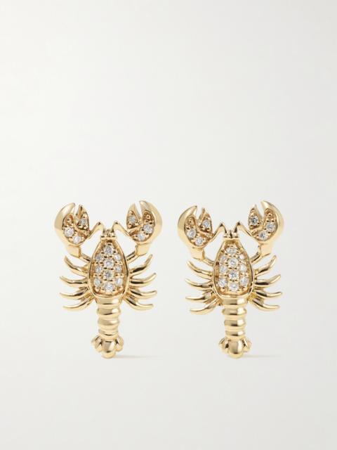 SYDNEY EVAN Lobster 14-karat Gold Diamond Earrings