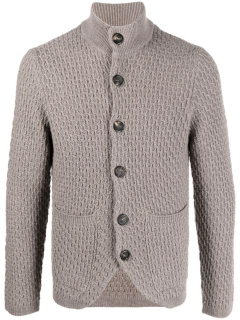 Canali textured-knit merino wool cardigan
