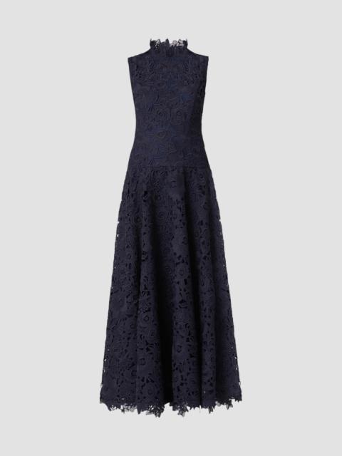 Shoshanna Women's Tory Lace Mock Turtleneck Midi Dress - Navy