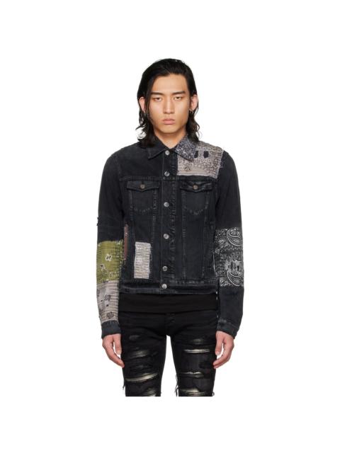 AMIRI Black Bandana Art Patch Denim Jacket