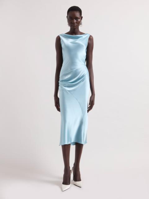 NINA RICCI Ice Blue Asymmetrical Satin Dress
