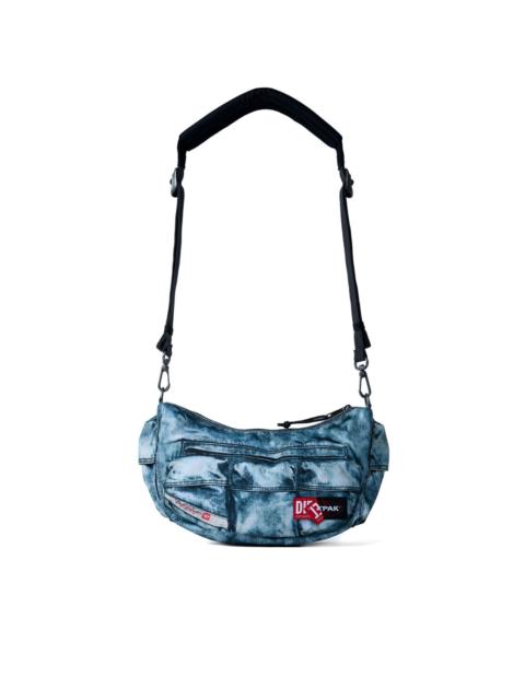 Diesel logo-patch denim-effect shoulder bag